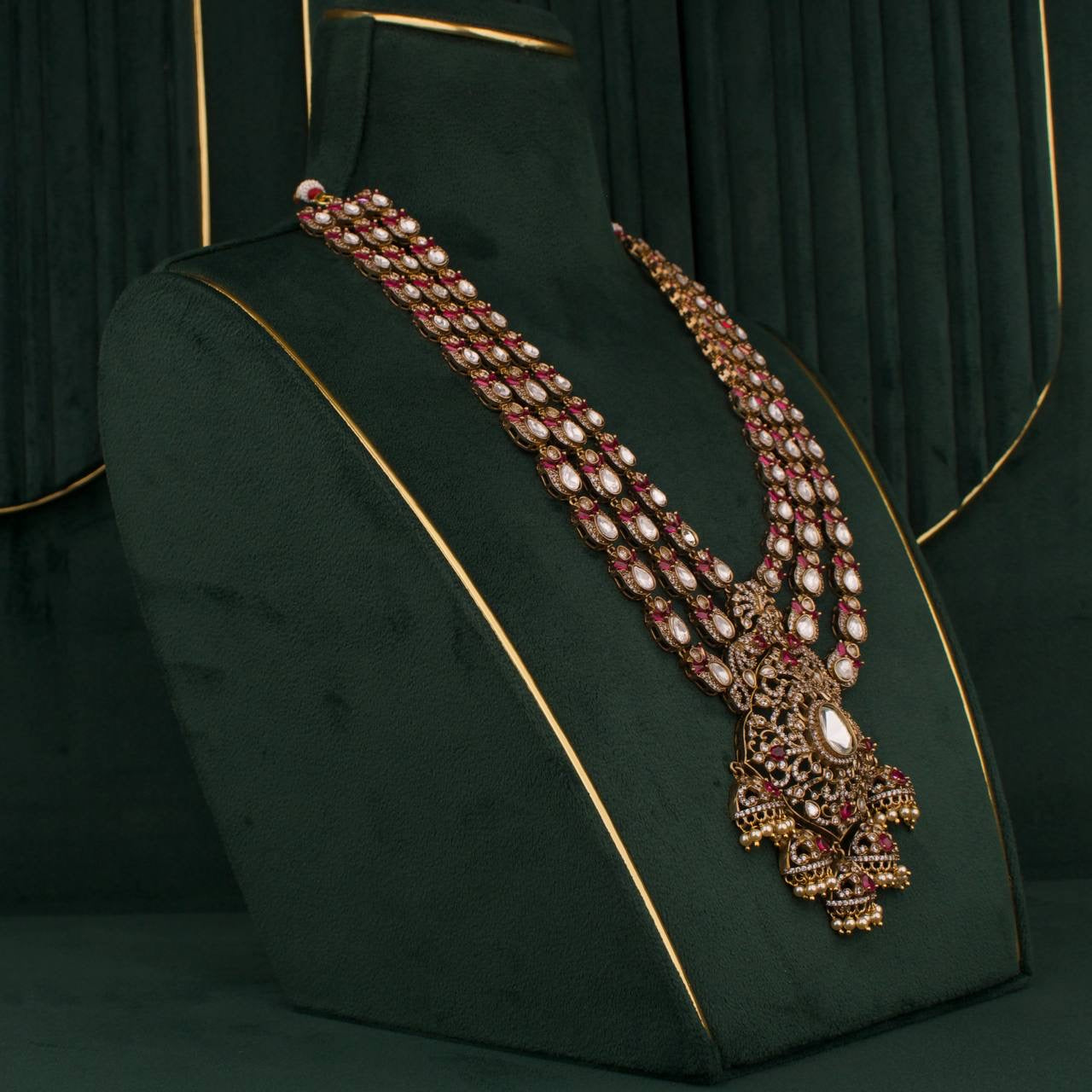 Bridal Victorian Polki Layer By Layer Haram Necklace Se