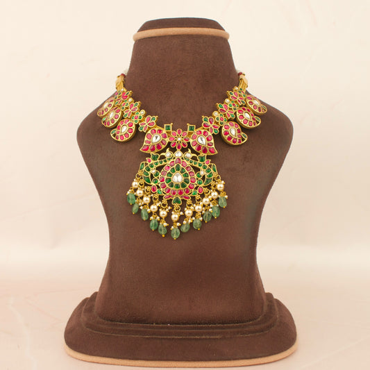 Traditional Jadau Kundan Short Mango Necklace