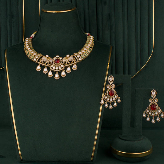 Designer Victorian Kanti Style Polki Necklace Set