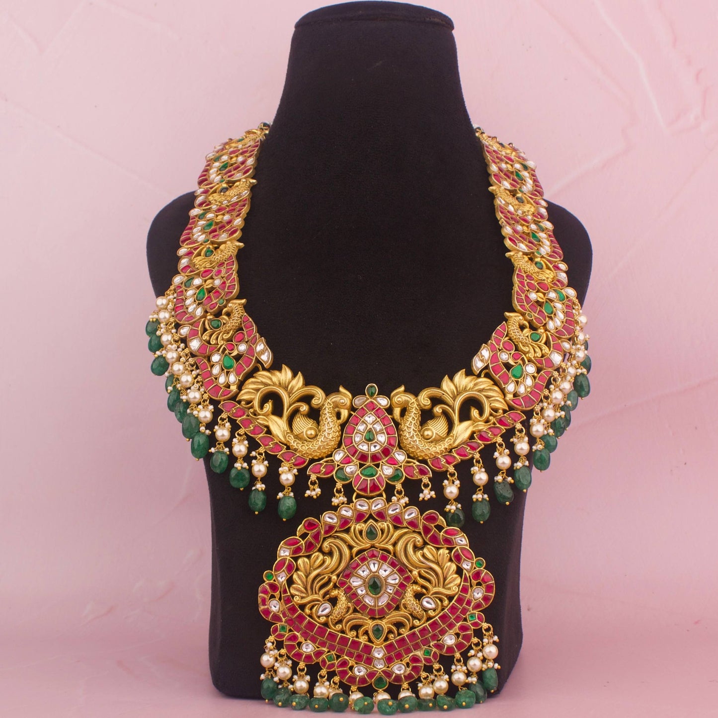 Bridal Jadau Kundan Antique Gold Long Haram