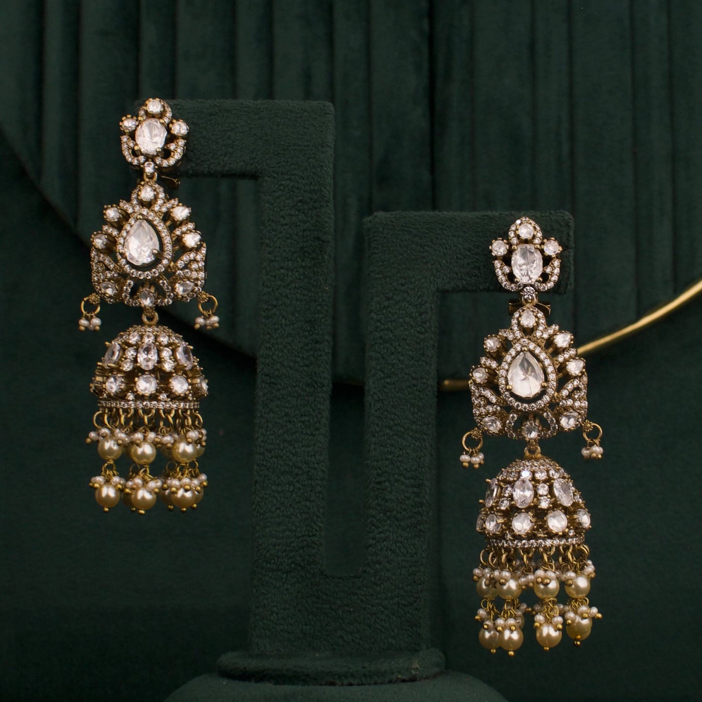 Bridal Victorian Layer Polki Haram With Matching Jhumki