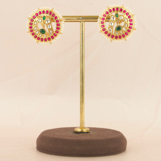 Circular Peacock Jadau Kundan Pearl Bordered Tops