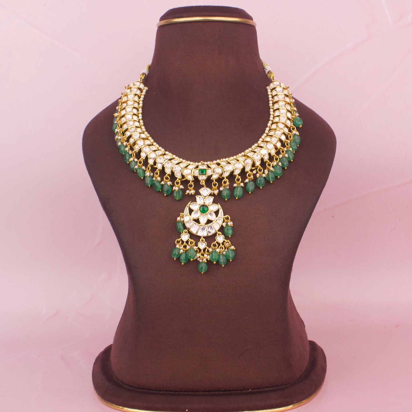 Elegant  Moissanite Polki Necklace With Locket