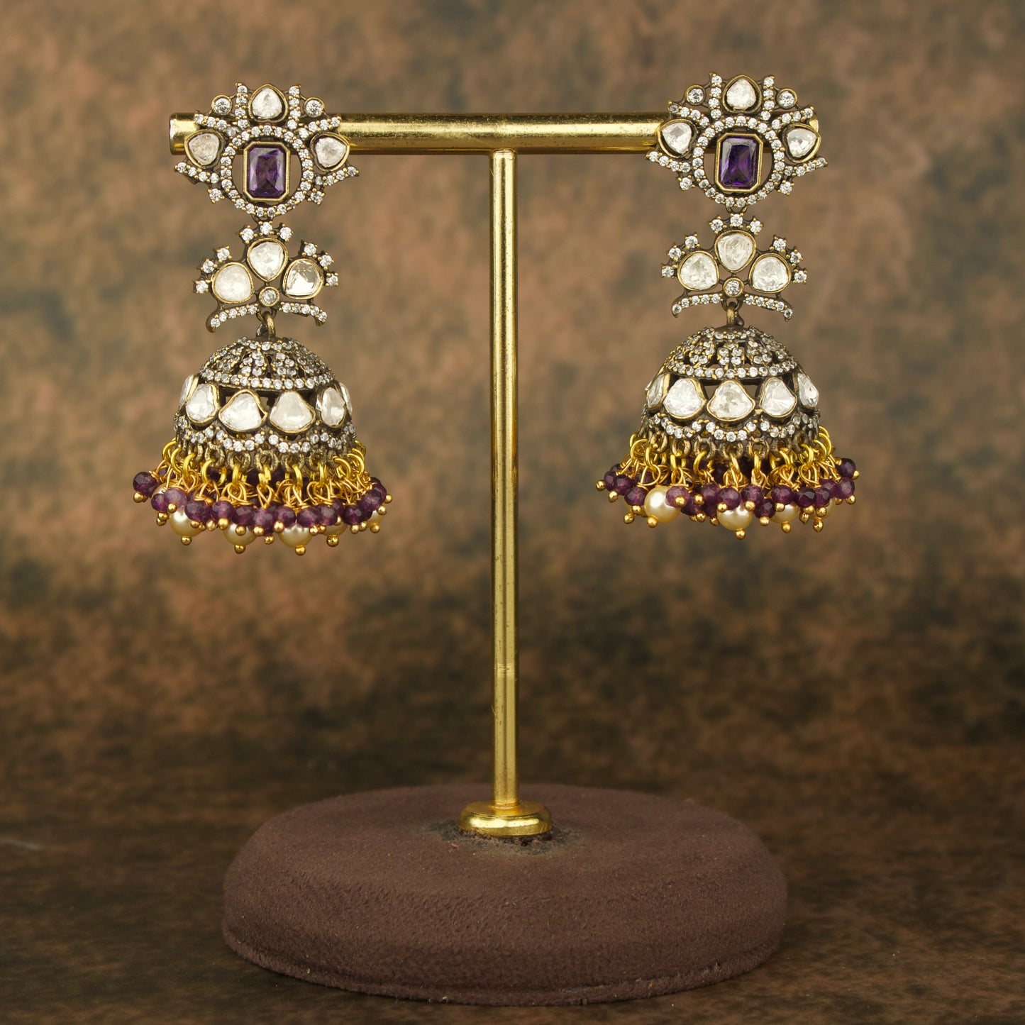 Classic Victorian Polki Jhumka Earrings