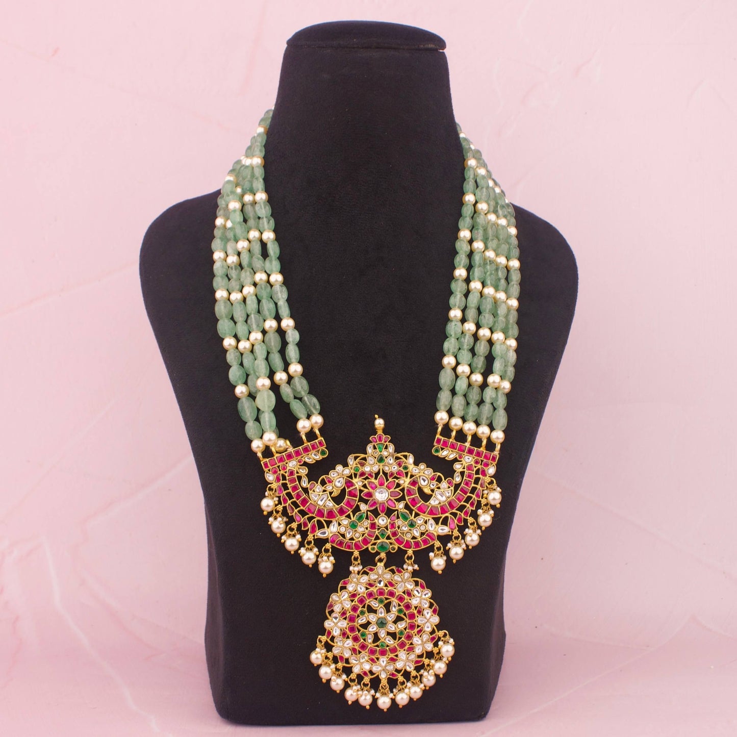 Bridal Jadau Kundan Rani Haram Beads Mala - Premium Indian Ethnic Jewelry | Dulhan Jewels