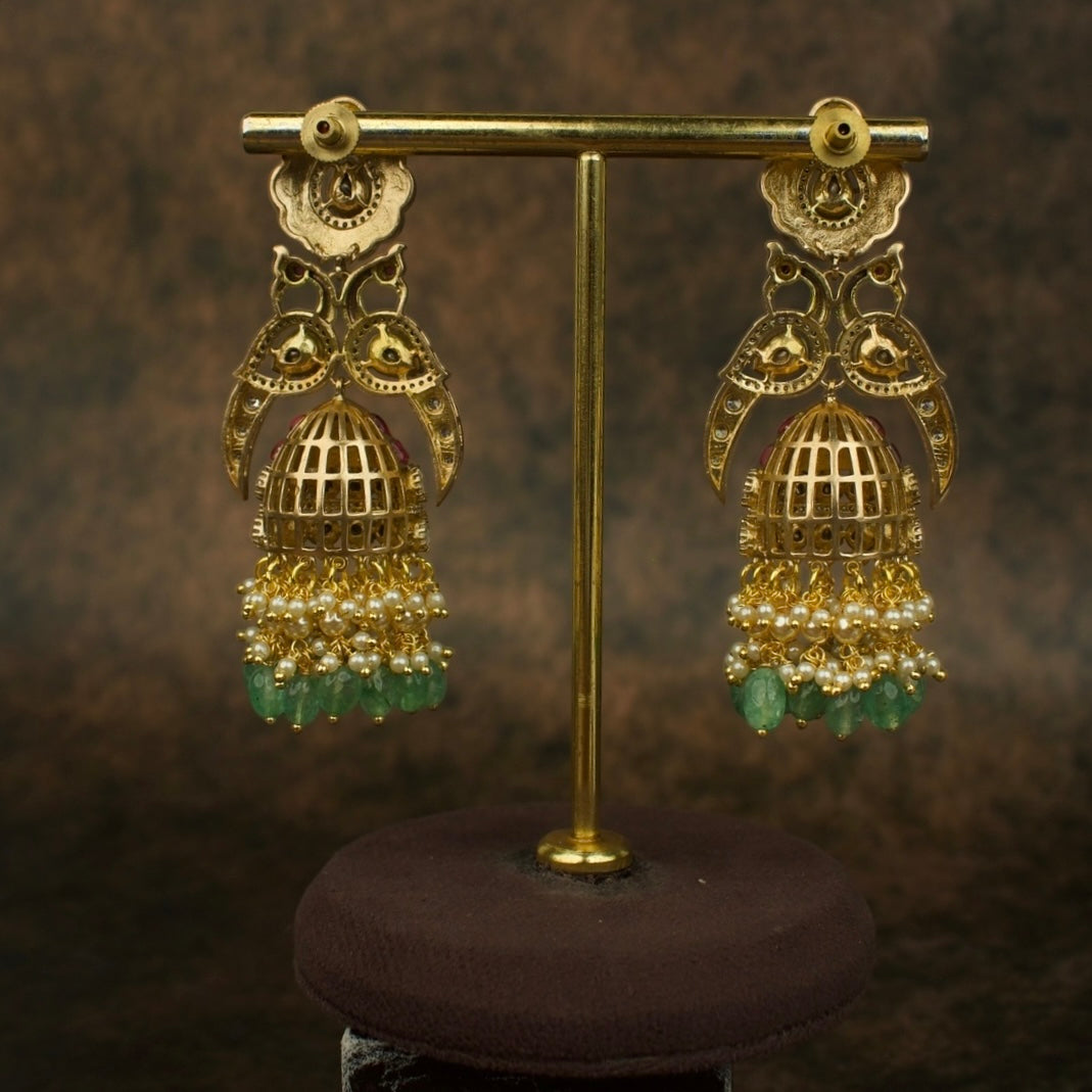 Trending Fusion Polki & Kundan Jhumka Earrings