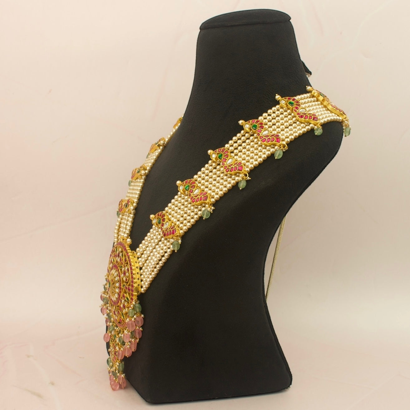 Royal Grand Jadau Kundan Necklace with Swarovski Pearls