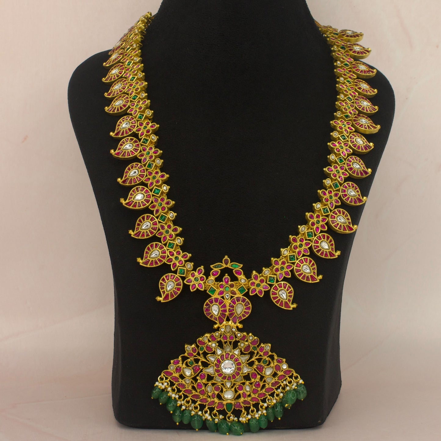 Luxurious 22K Gold Plated Jadau Kundan Mango Necklace with 22k gold plating