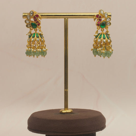 Peacock Studded Jadau Kundan Jhumki