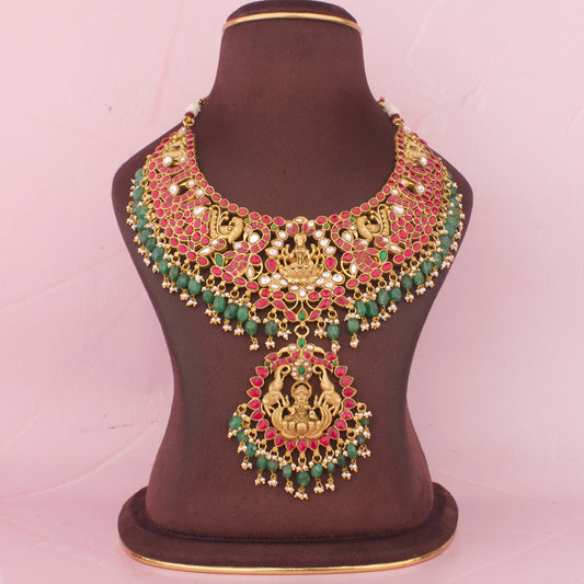 Divine Lakshmi Devi Jadau Kundan Bridal Necklace