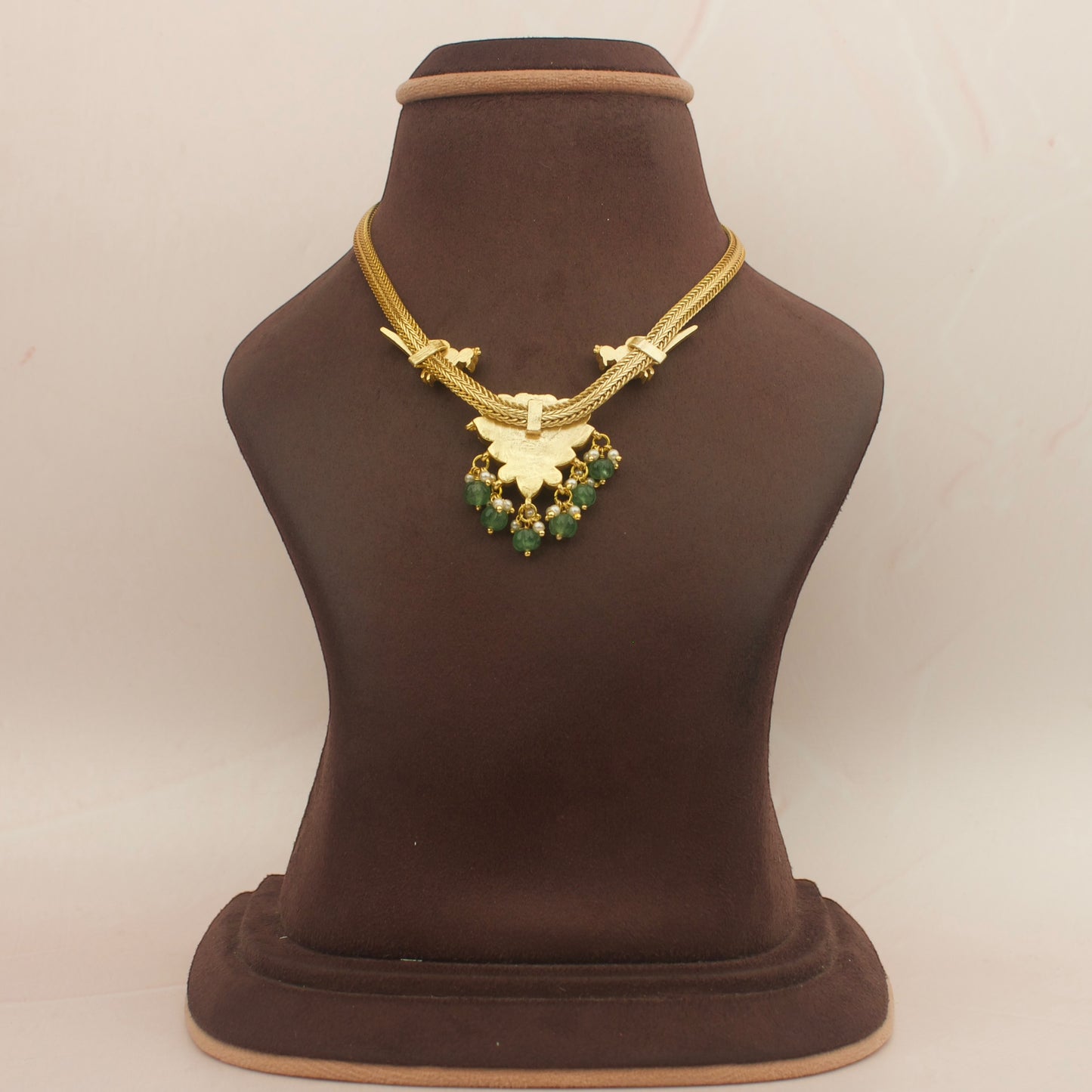 Jadau Kundan Peacock & Lotus Design Necklace