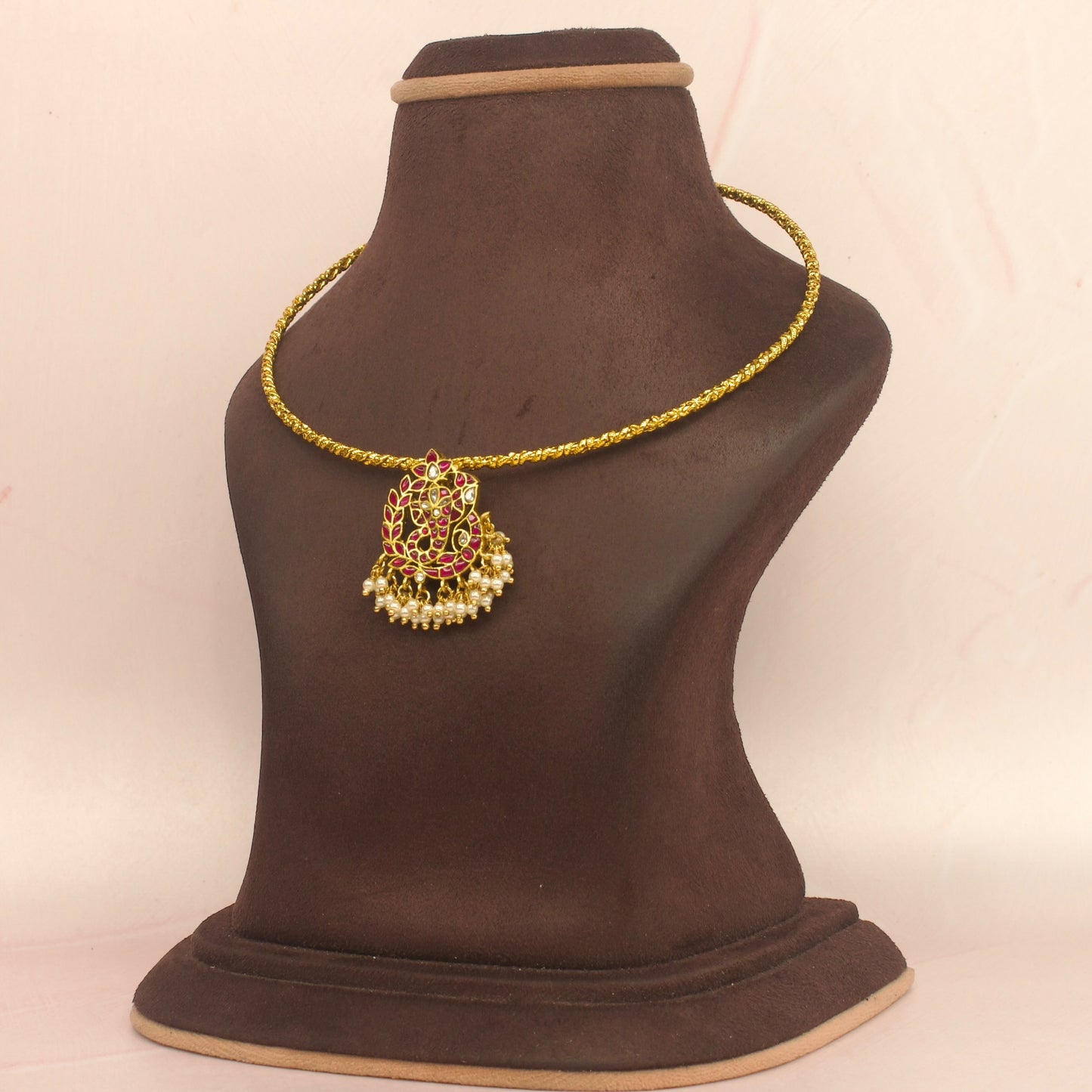 Ganesha Jadau Kundan Locket In Ring Necklace