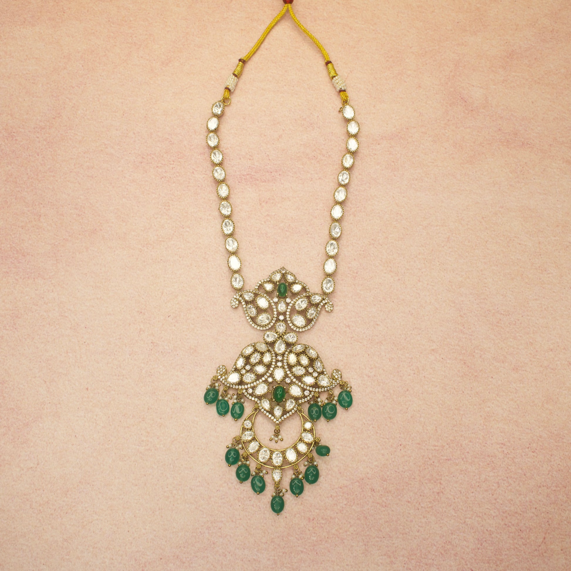 Charming Polki Victorian Necklace Set with Chandbali Earrings