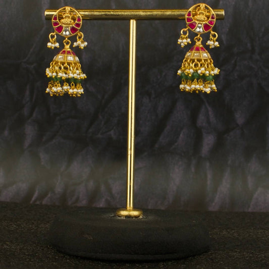 Divine Laxmi Devi Studded Jadau Kundan Jhumki