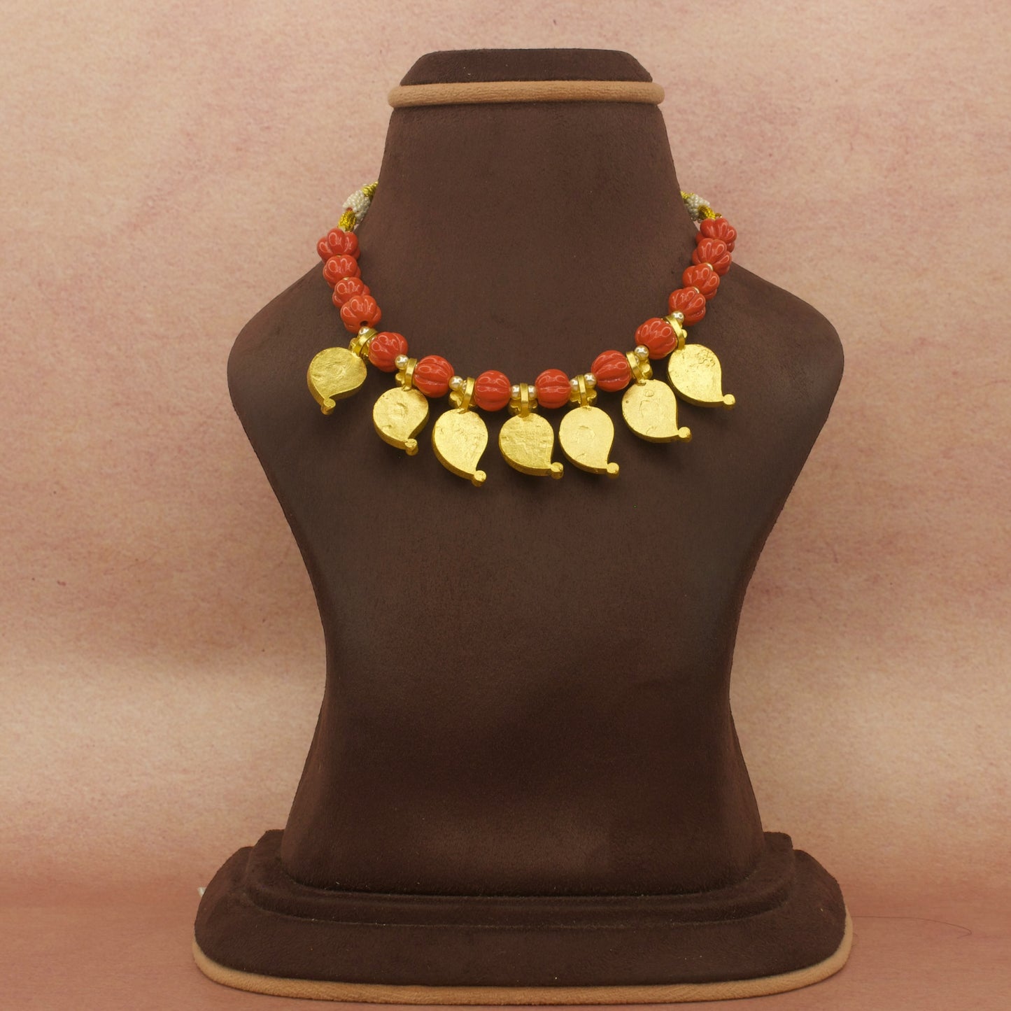 Coral beads chain with mango lockets