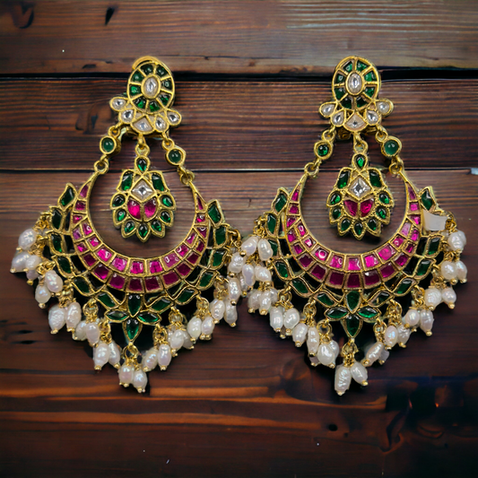 Royal Grandeur Jadau Kundan Chandbali Earrings
