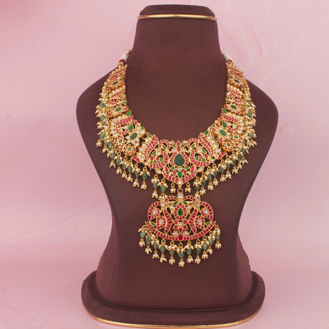 Bridal Edition : Jadau Kundan Necklace Made In 925 Silver And Gold Plating