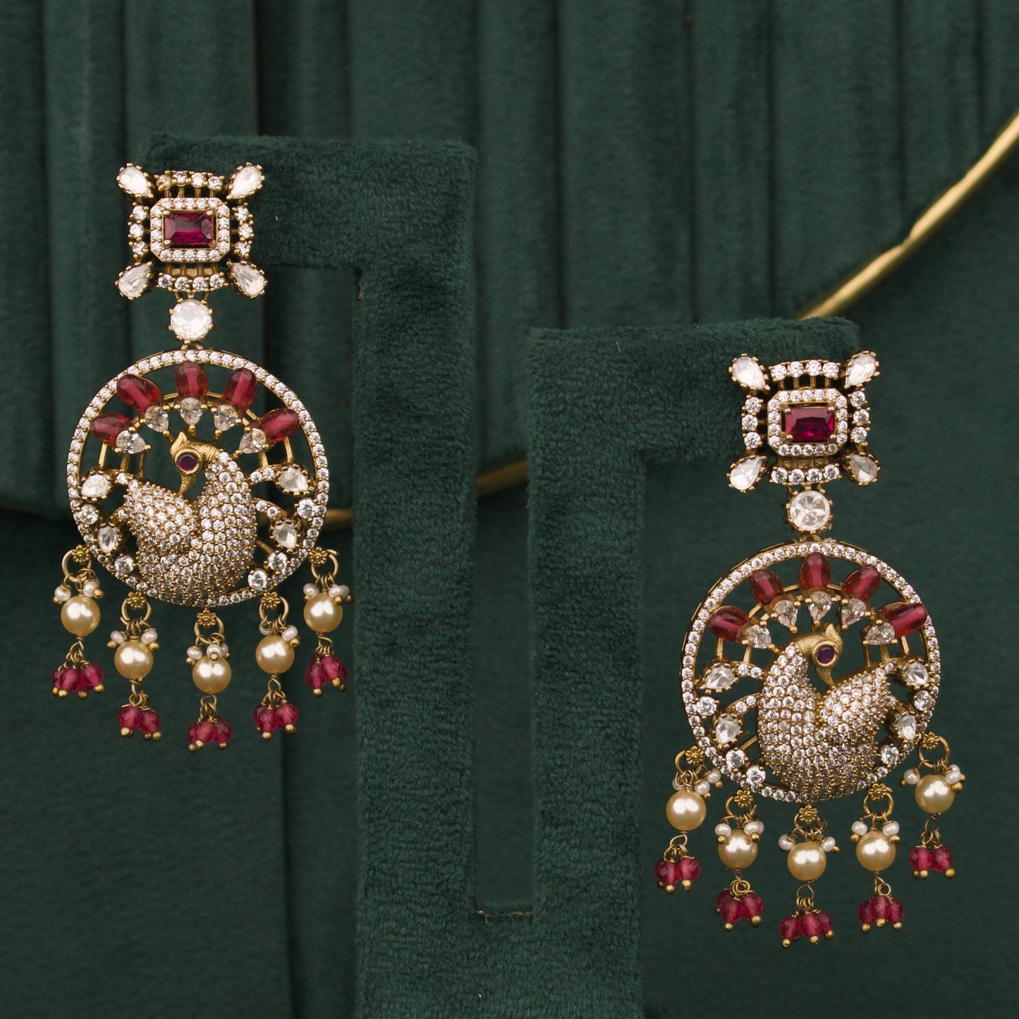 Heritage Peacock Design Fusion Kundan & Polki victorian Necklace Set