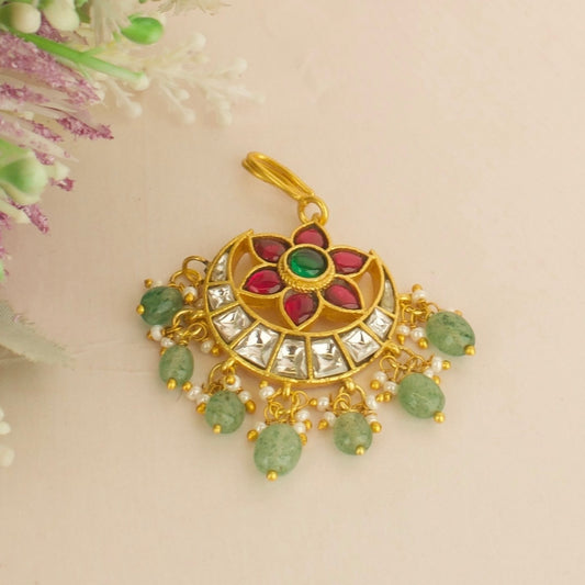 Chand Flower Design Jadau Kundan Short Maangtika