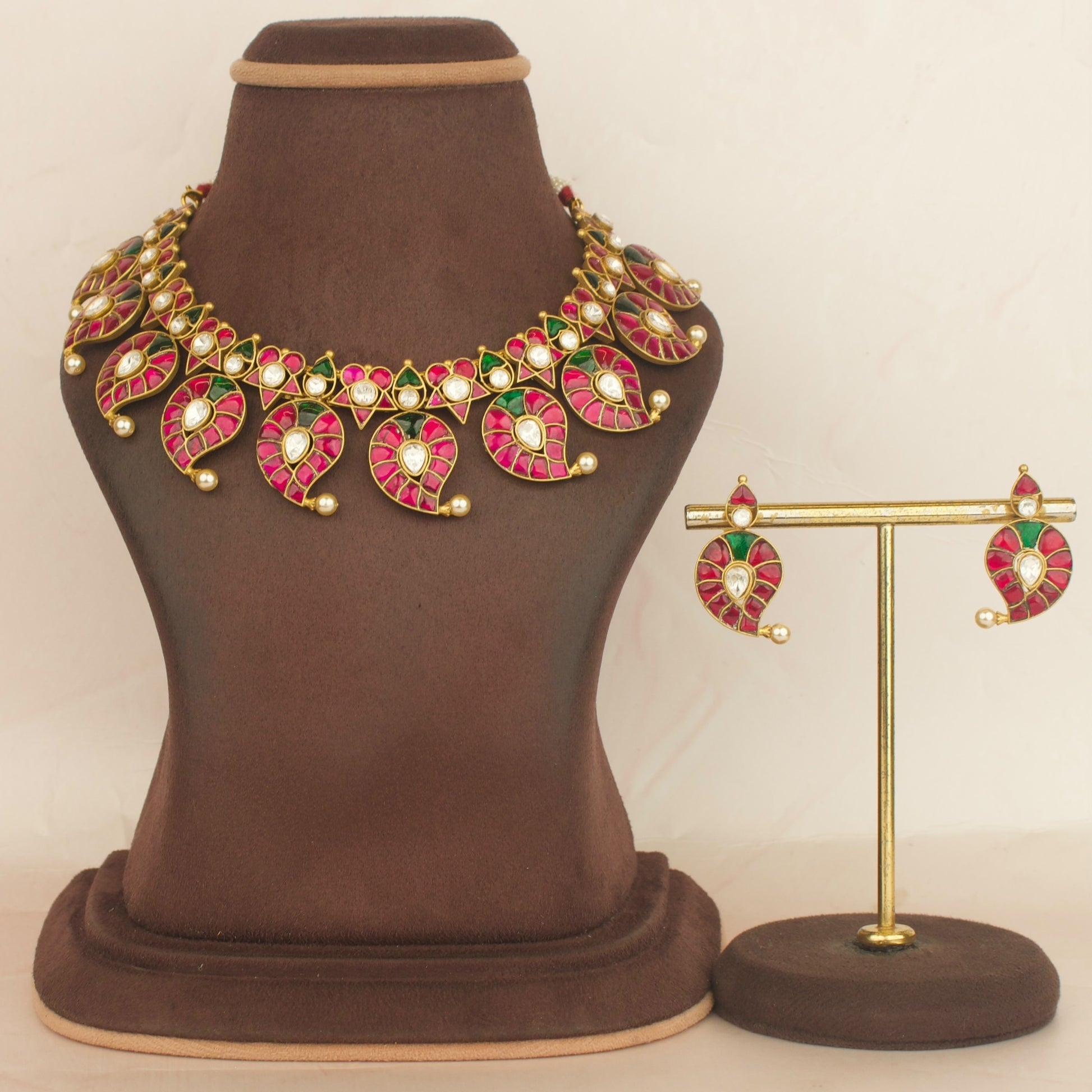 Latest mango design Jadau Kundan Short Necklace With Earrings