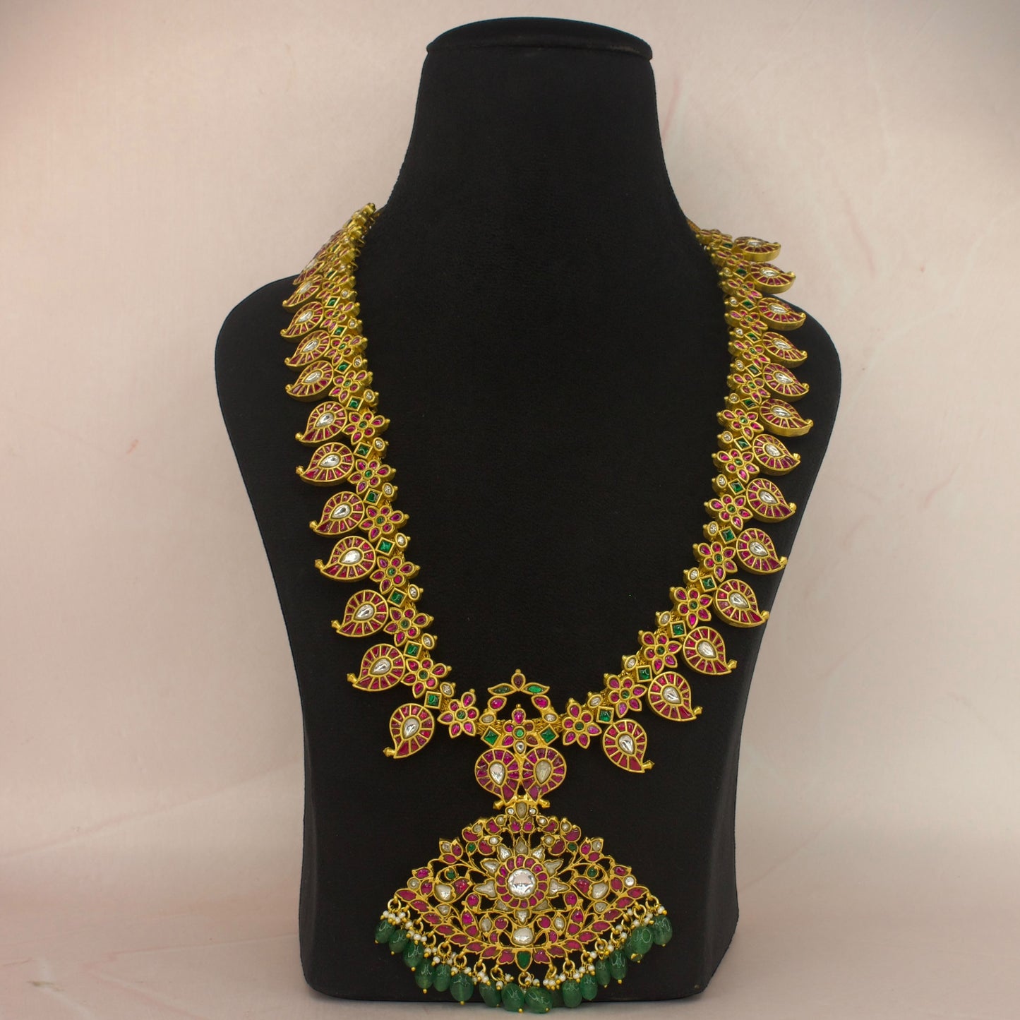 Luxurious 22K Gold Plated Jadau Kundan Mango Necklace with 22k gold plating