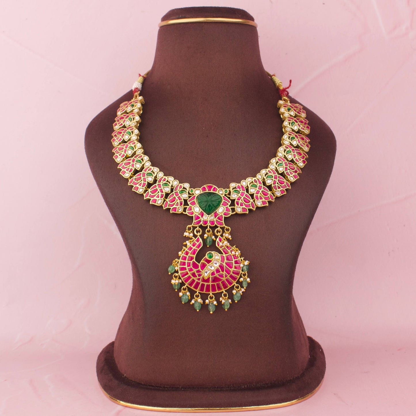 Heritage Peacock Design Jadau Kundan Necklace With Pendant