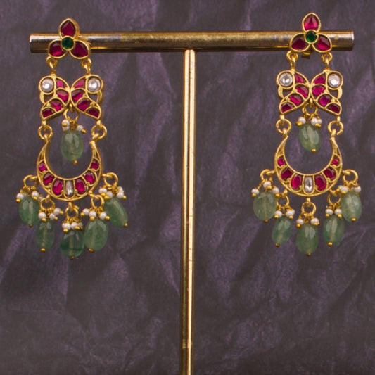 Unique Jadau Kundan Chandbali Hanging Earrings