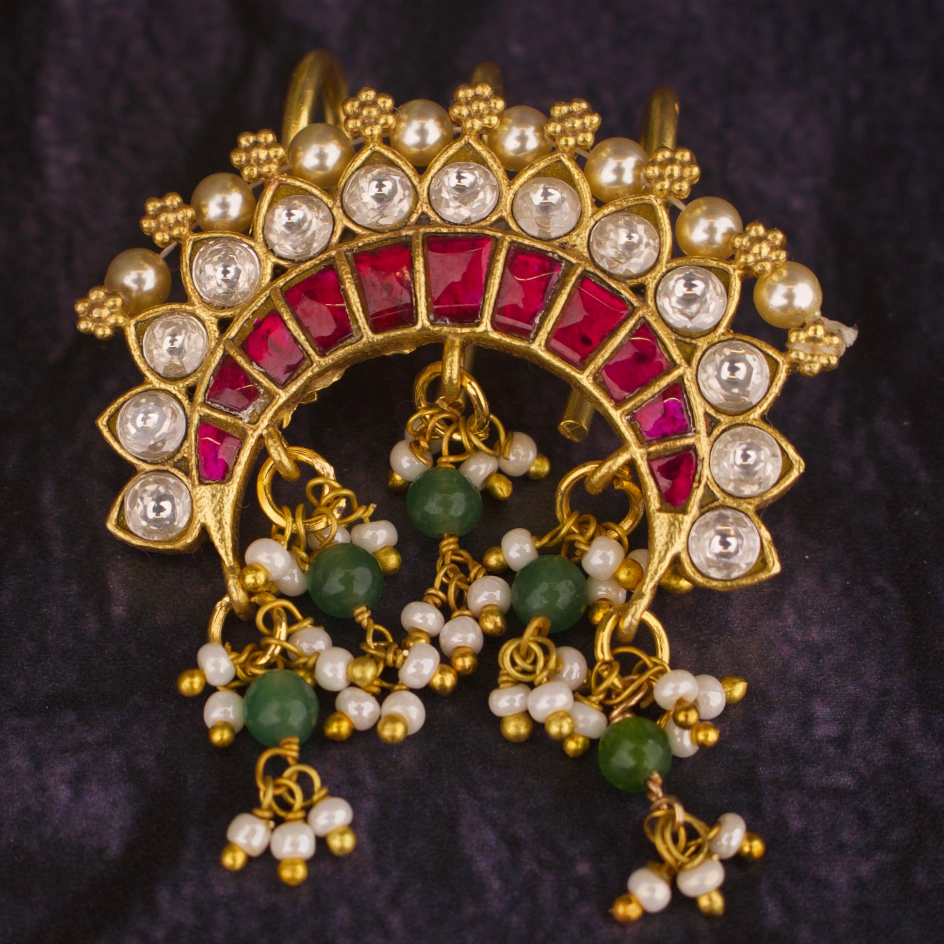 Dazzling Jadau Kundan Hairpin In Chand Design - DULHAN JEWELS