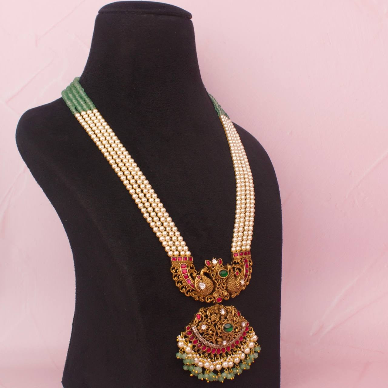 Unique Nakshi x Kundan Beads + Pearl Mala