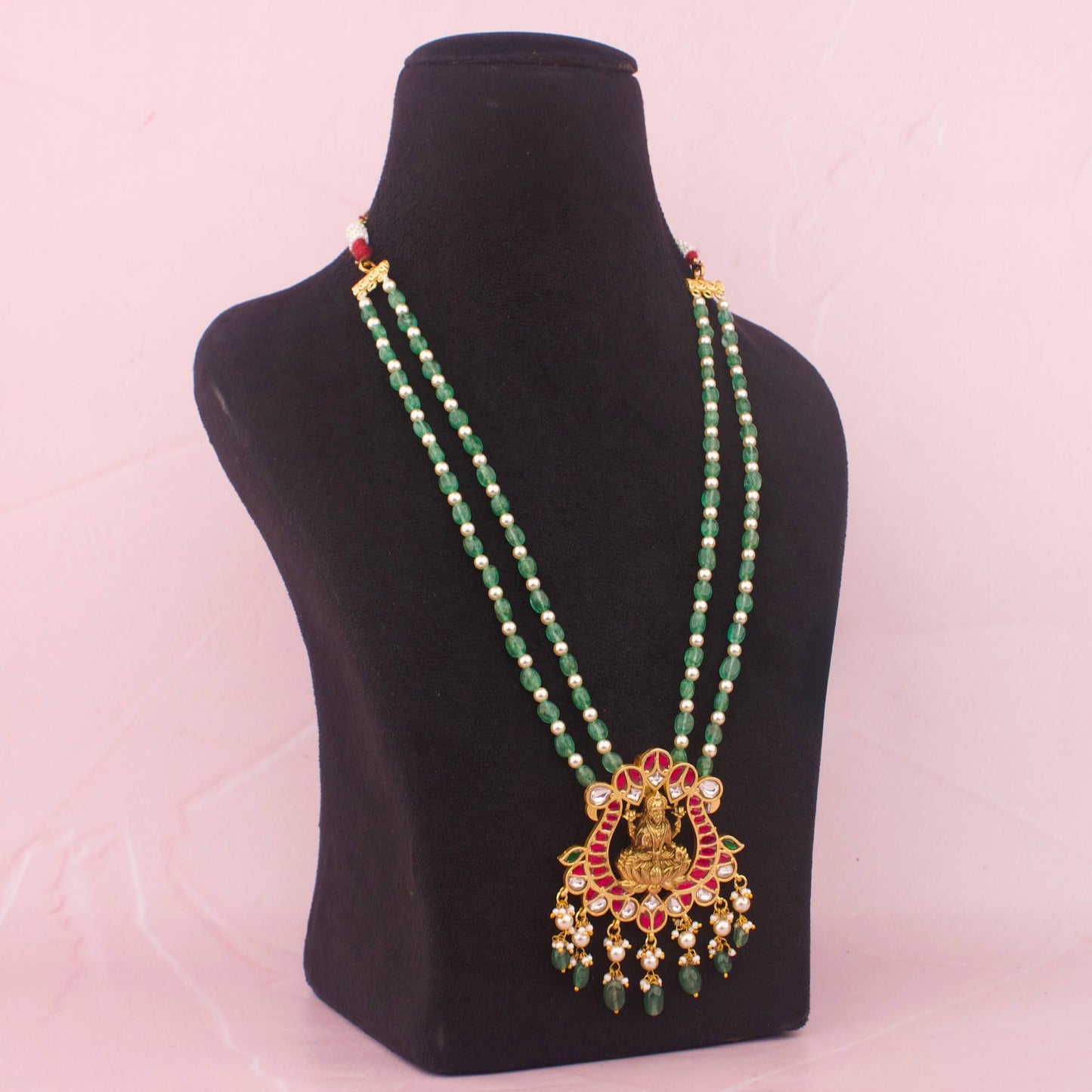 Divine Lakshmi Devi Jadau Kundan Beads Mala