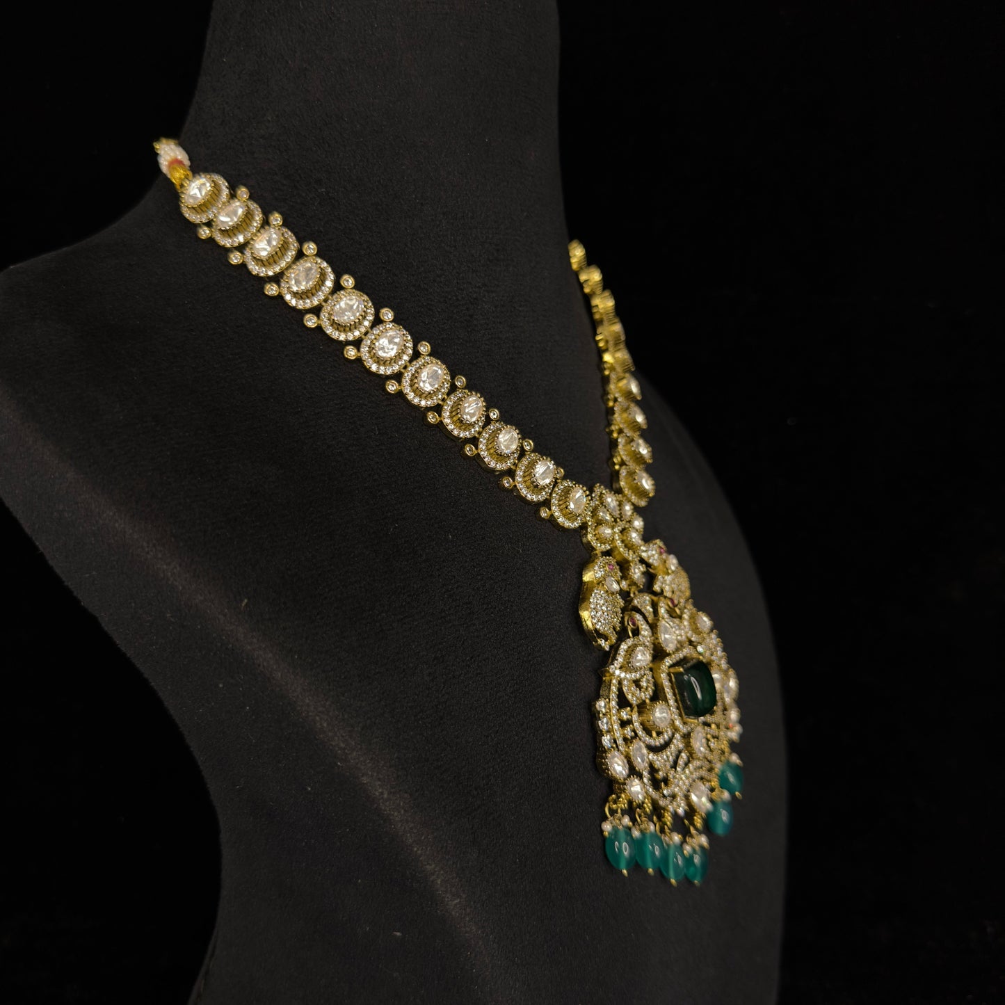 Iconic Peacock Victorian Necklace Set with freshwater pearls