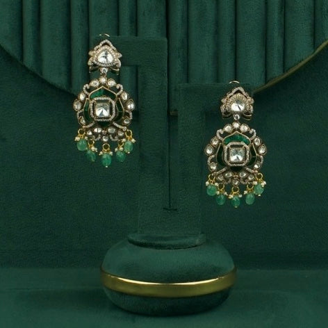 Fusion Polki Kundan Necklace With Earrings