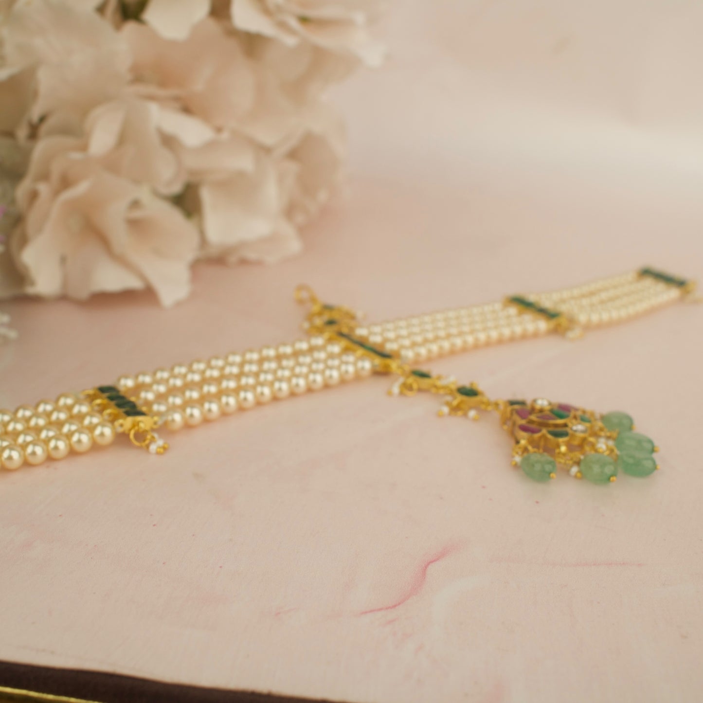 Lavish Design Jadau Kundan Tikka Swarovski Pearls line MattaPati