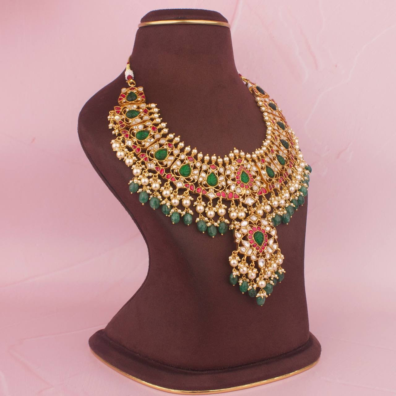 Pure 925 Silver Gold Plated Kundan Detachable Locket Necklace