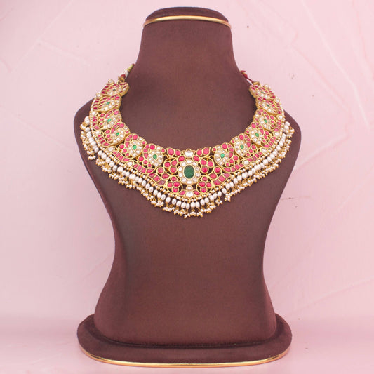 Floral Grand Designs Jadau Kundan Necklace with Beads