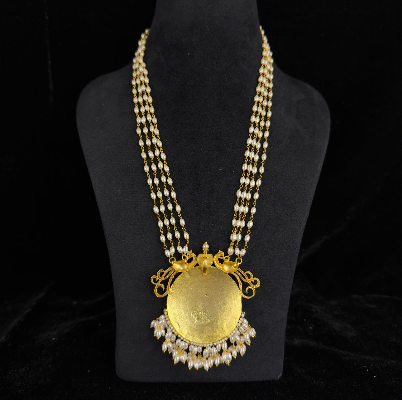 Gold Plated Jadau Kundan Necklace with rice pearls