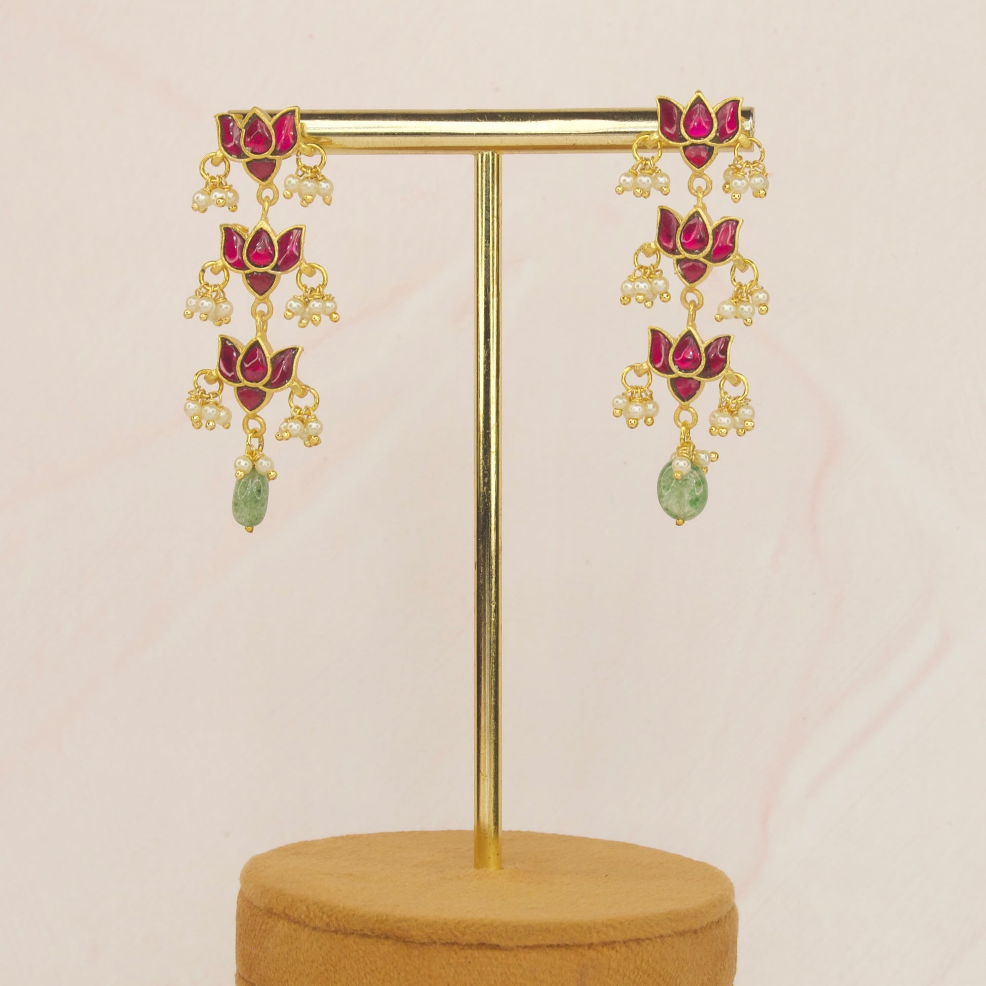 Multi Step Floral Jadau Kundan Hanging Earring