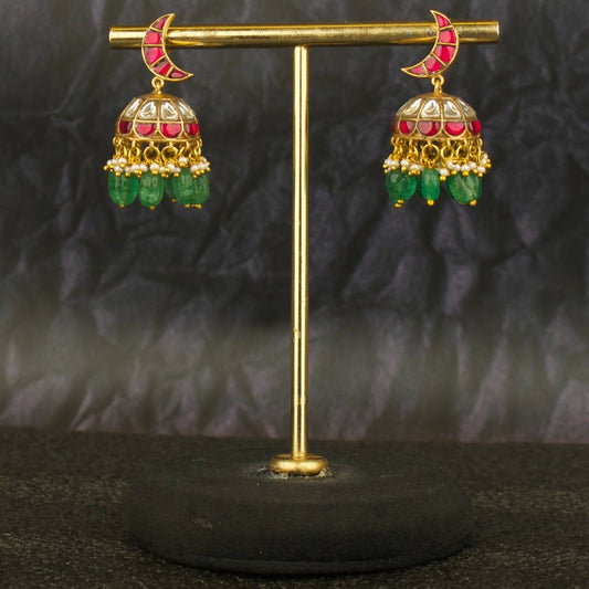 Chand Studded Jadau Kundan Jhumki Earrings