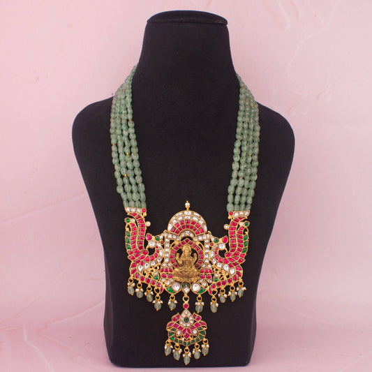 Divine Lakshmi Devi Jadau Kundan Bridal Beads Haram