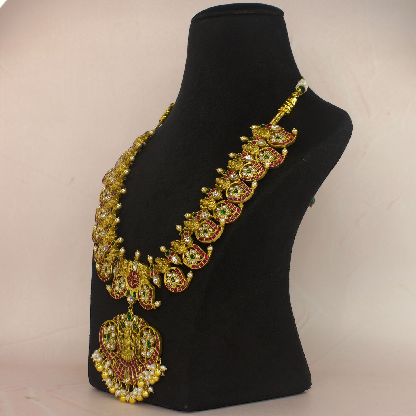 Bridal Nakshi Jadau kundan mango necklace with 22k gold plating