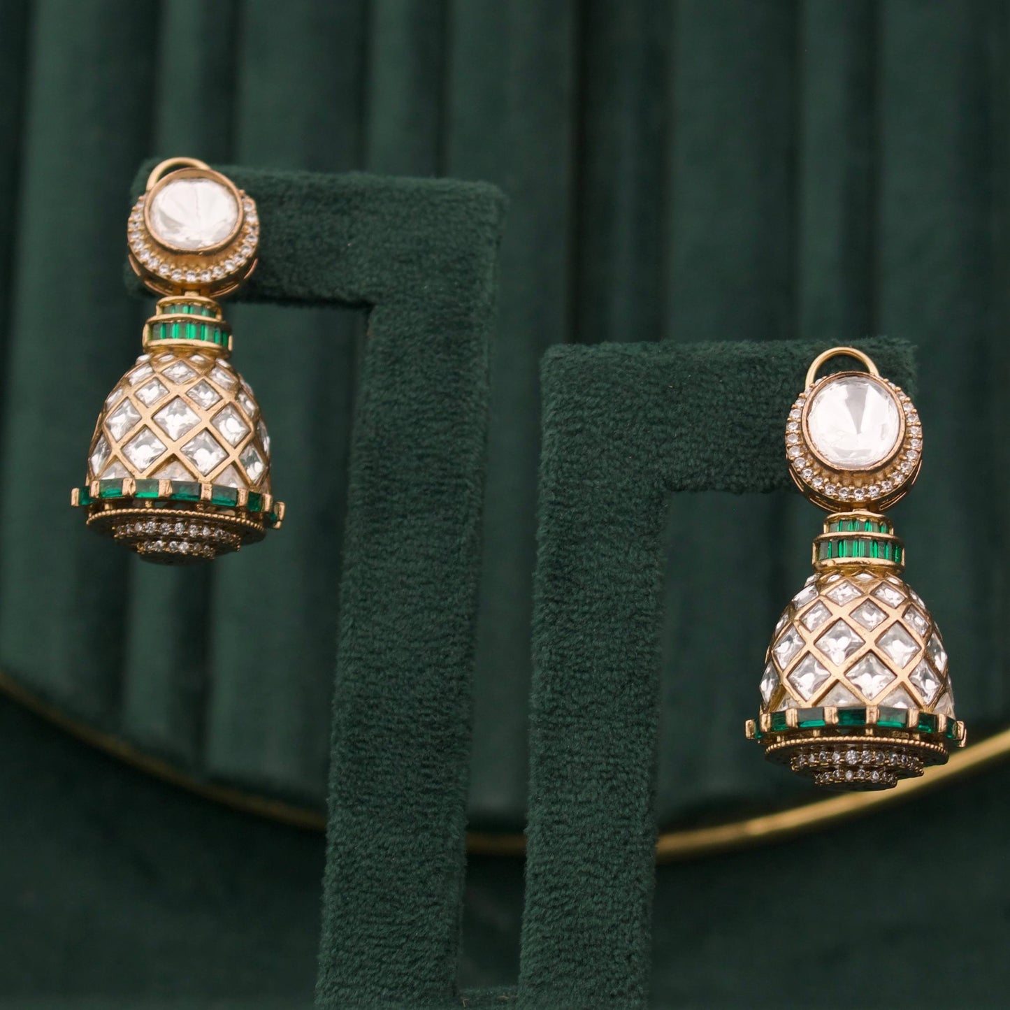 Designer Victorian Polki Dome Jhumka Earrings