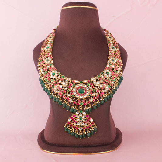 Opulent Jadau Kundan Bridal Necklace With Regal Statement Pendant