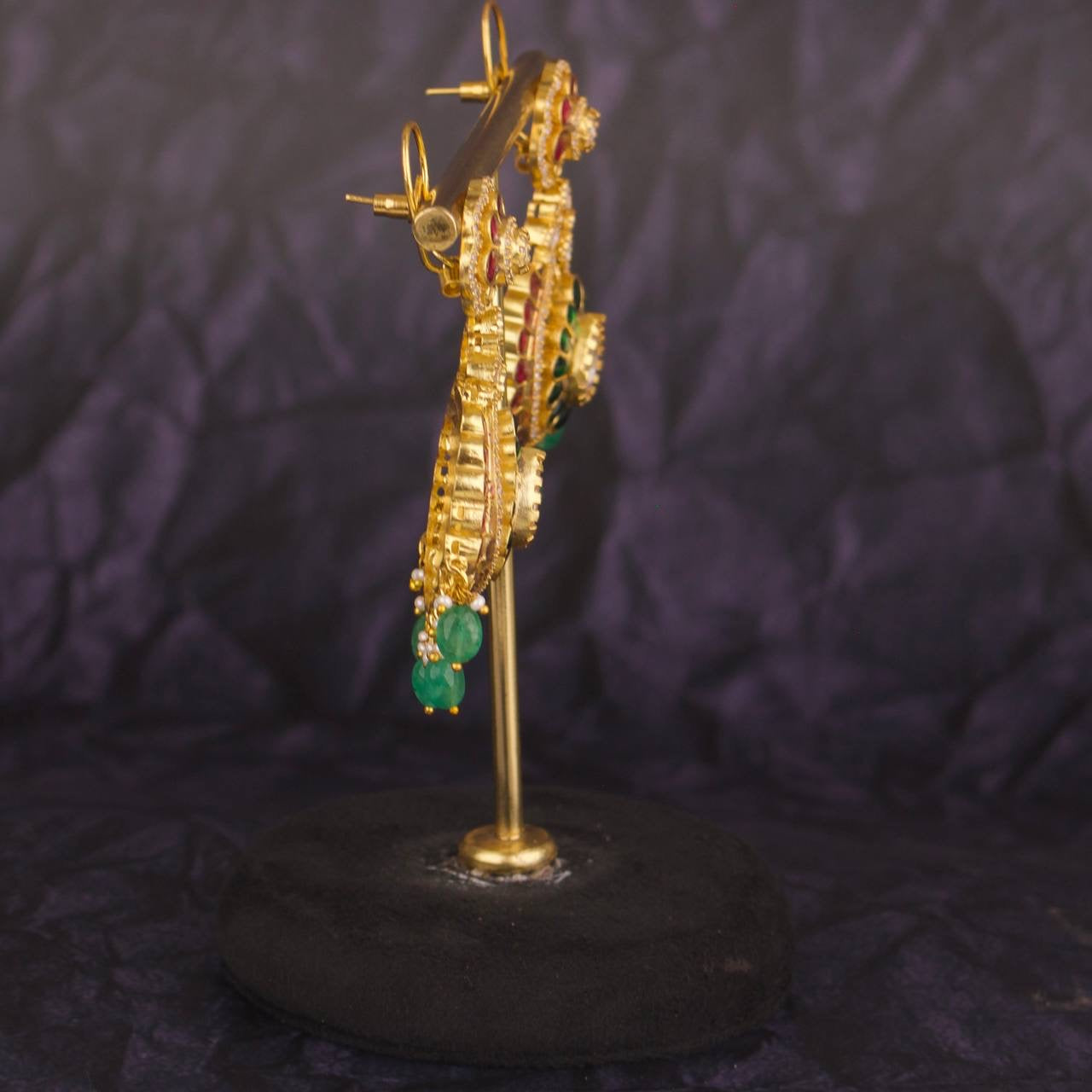 Fusion Polki x Jadau Kundan Chandbali Bridal Earrings
