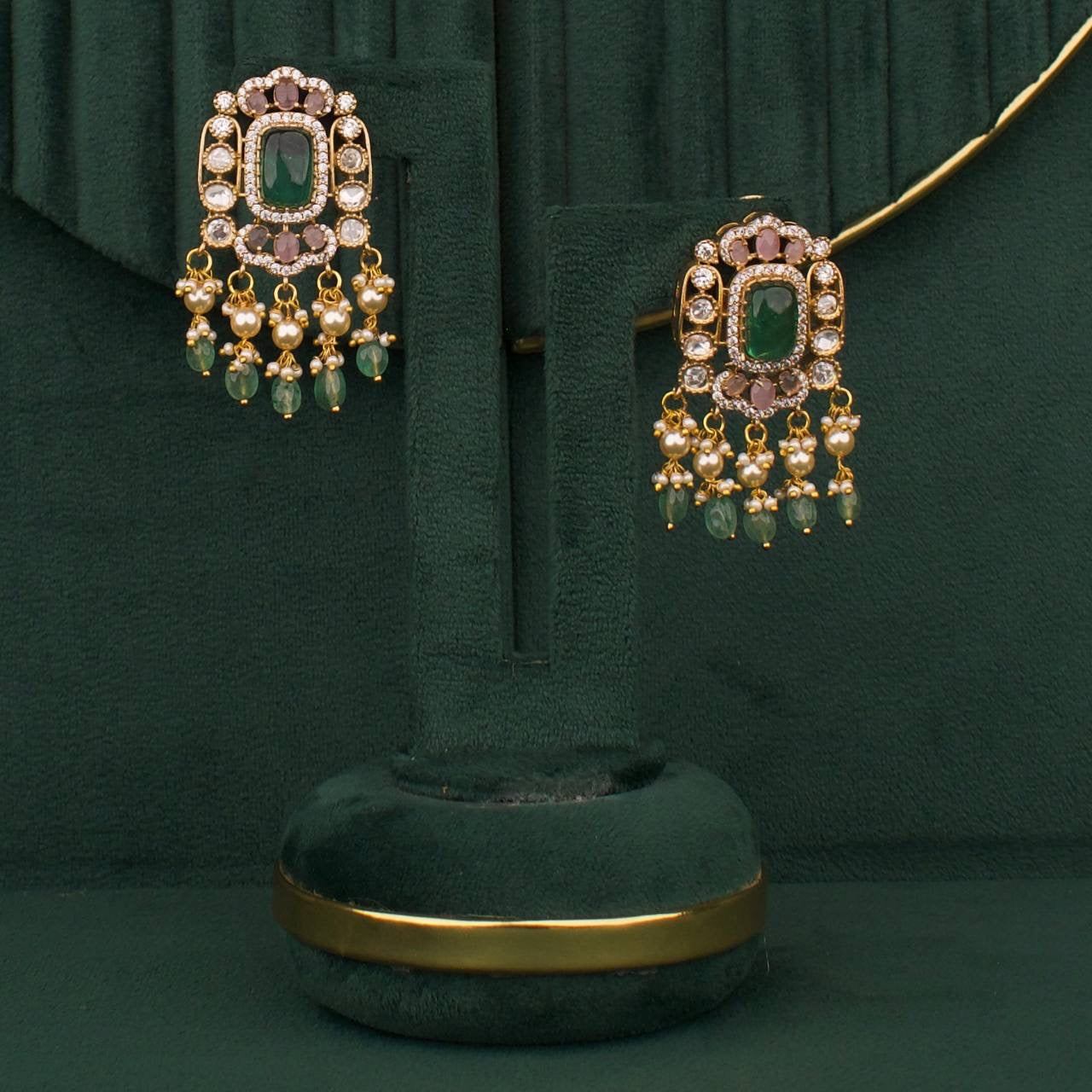 Designer Victorian Polki Fusion Chokers With Matching Earrings