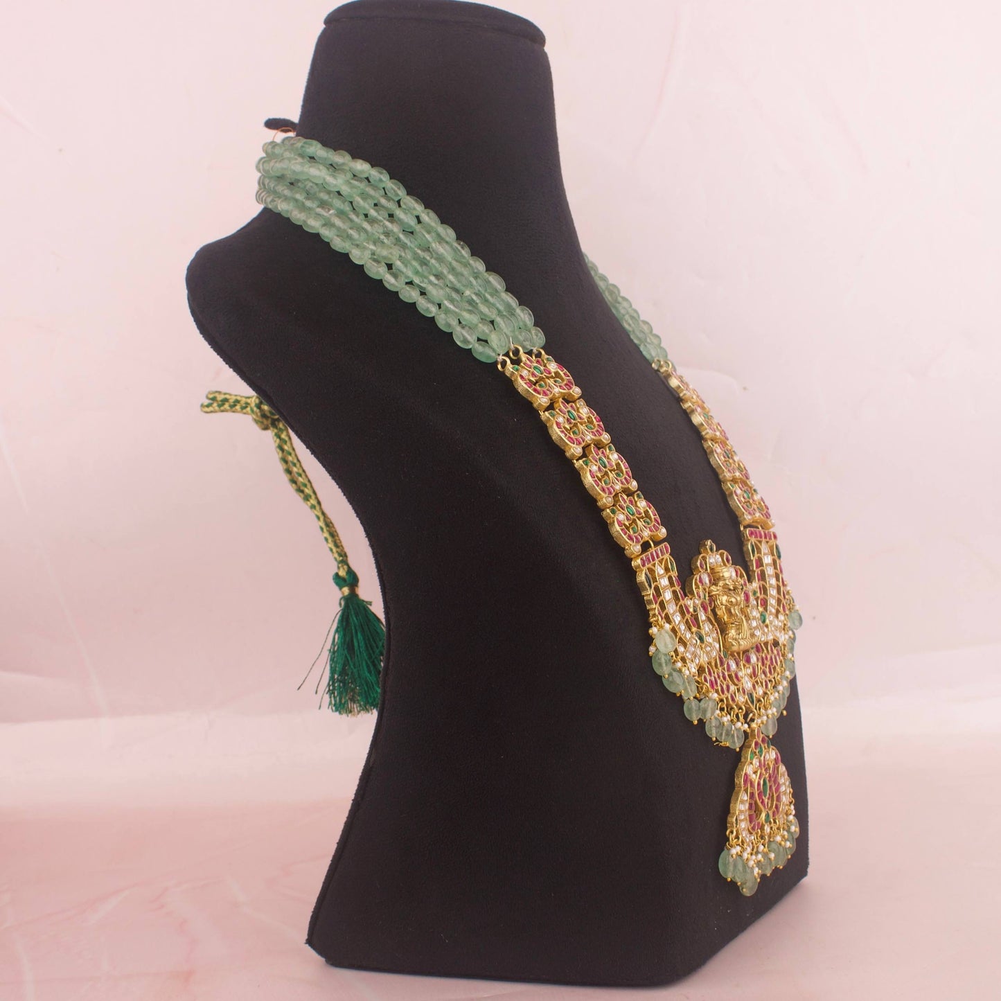 Divine Laxmi Devi Jadau Kundan Beads Mala