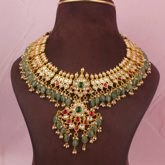 Trending Jadau Kundan Necklace With Guttapusalu Hangings