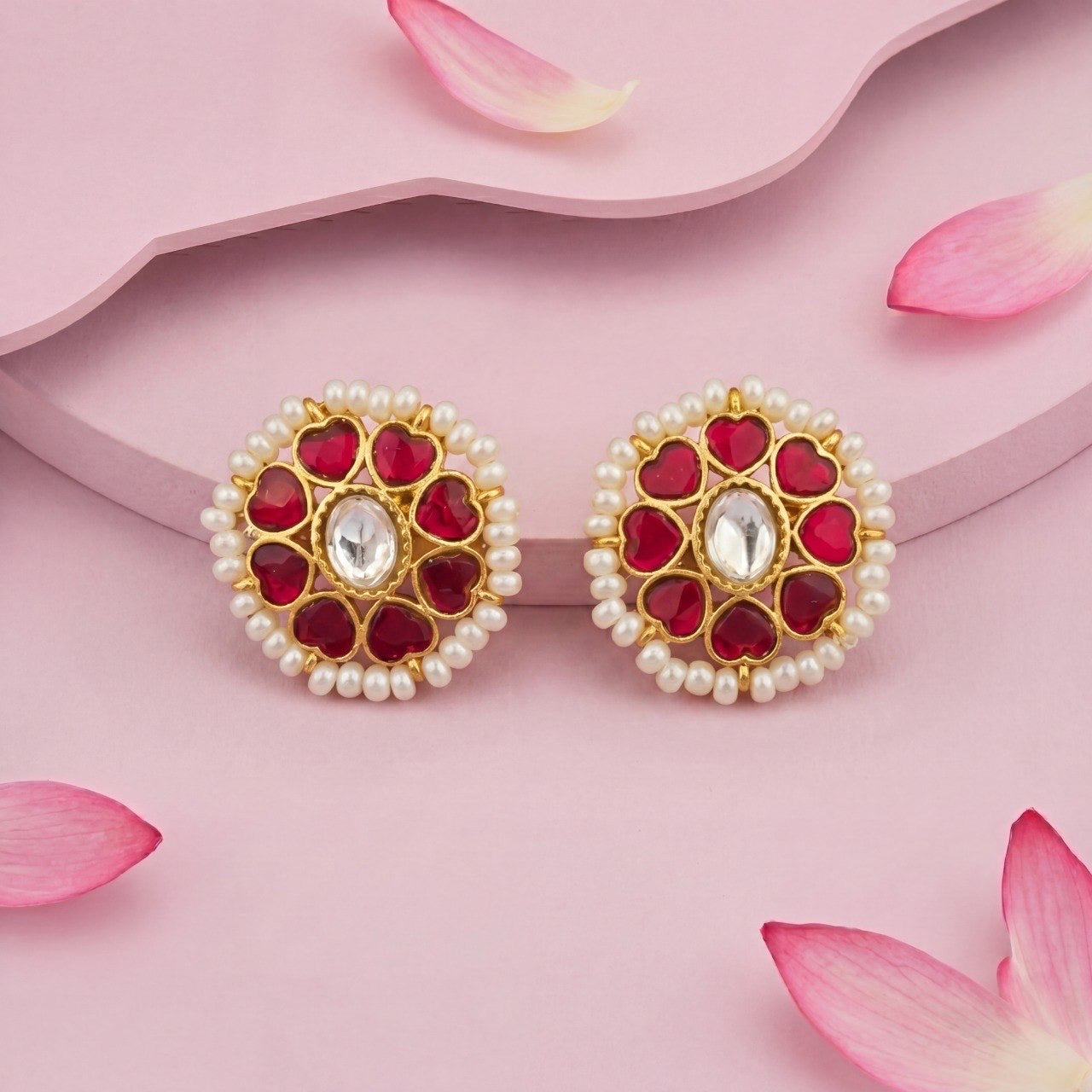 Impressive Jadau Kundan Stud Earrings