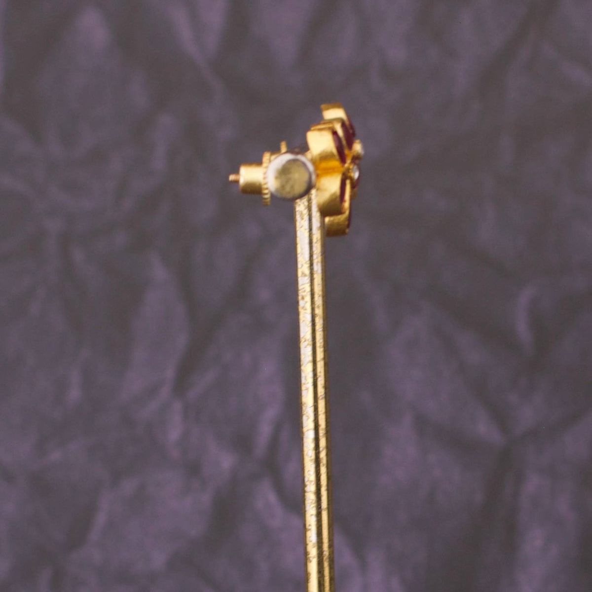 Classic Jadau Kundan Floral Stud Earrings in Gold Finish - Alternate View 1