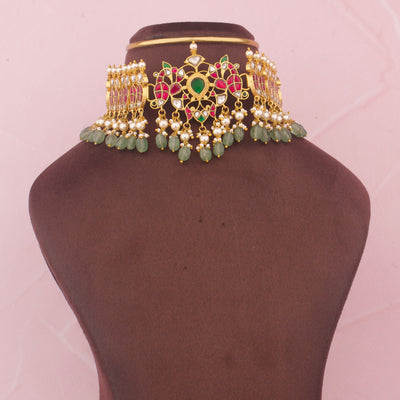 Bridal Jadau Kundan Choker With Pearl Drops