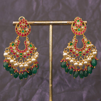 Chand Studded Jadau Kundan Chandbali Earrings